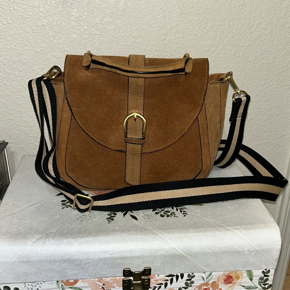 Zara Gold and Brown Crossbody Bag with Sleek Design